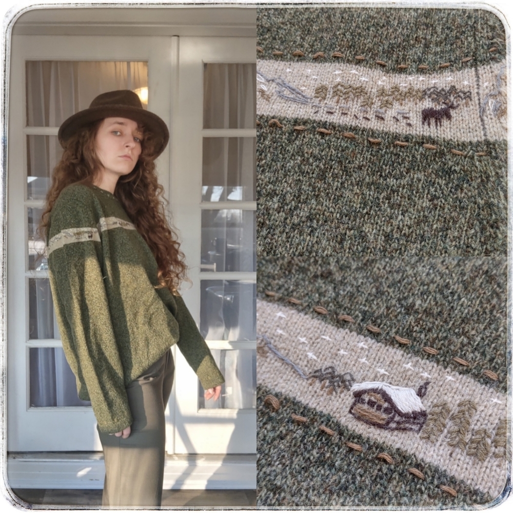 Woolrich Cabin Scenery Women's XL Sweater